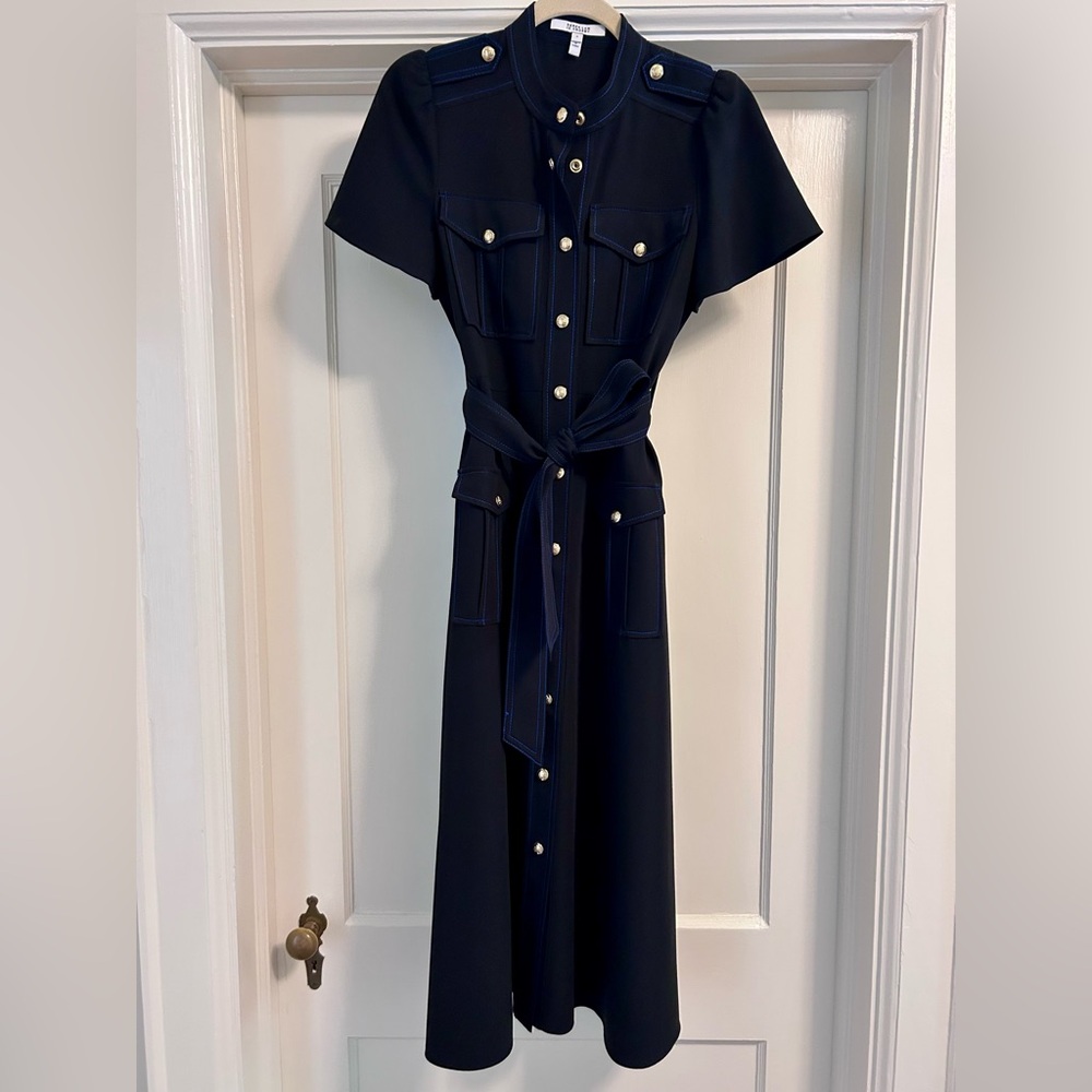 10 Crosby Derek Lam Black Midi Dress with Belt